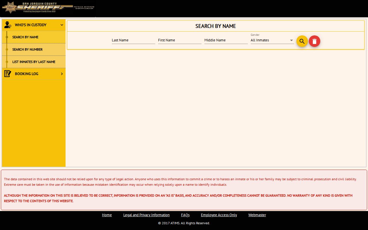 San Joaquin County people search custody lookup