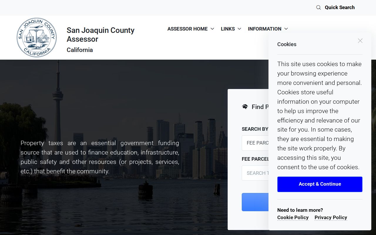 San Joaquin County people search Assessor fields