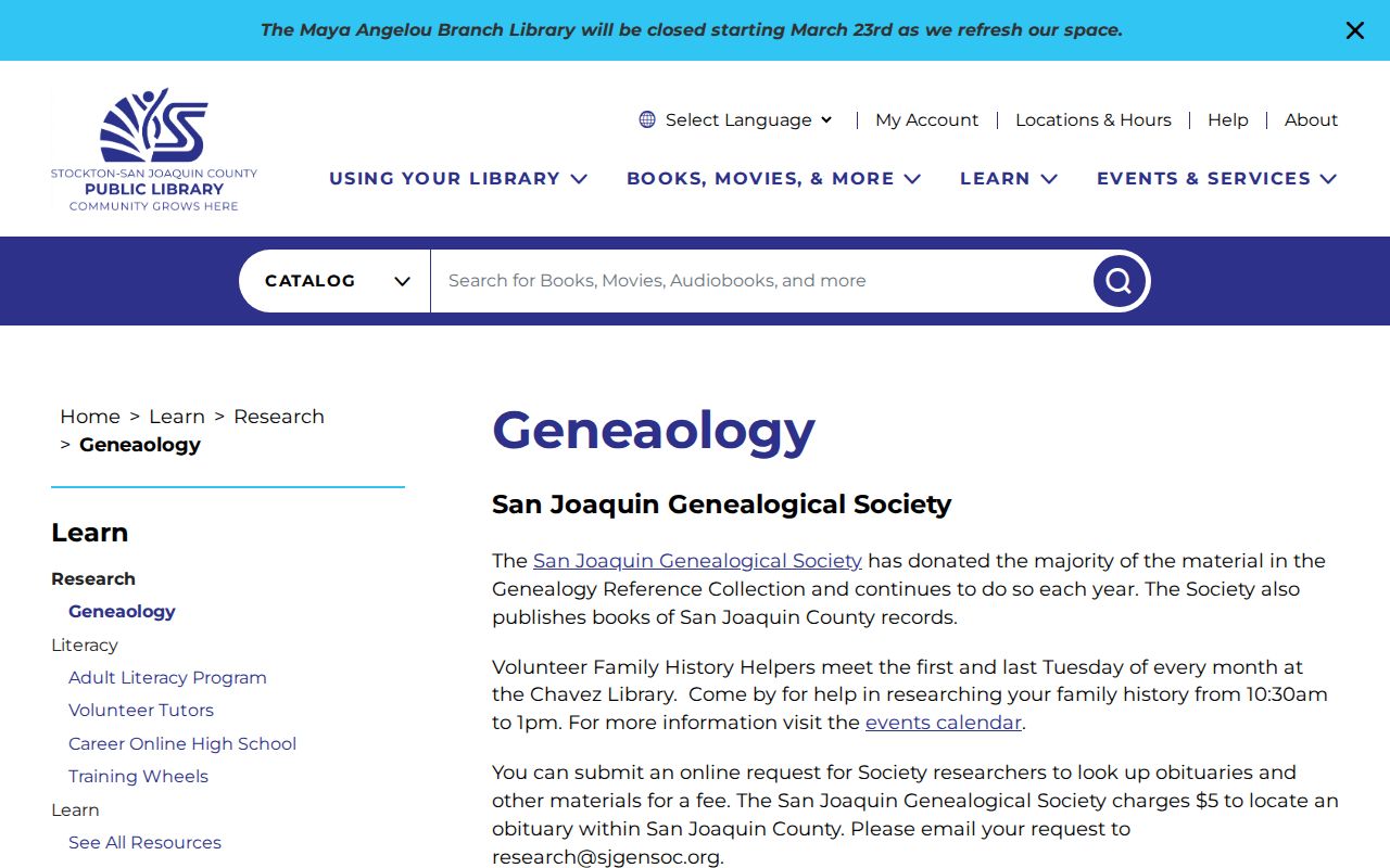 San Joaquin County people directories in the public library genealogy collection
