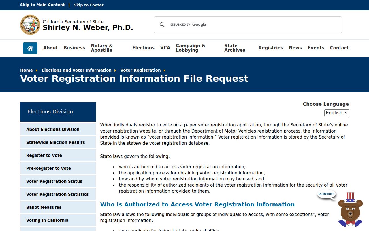 San Joaquin County public records rules for California voter file access