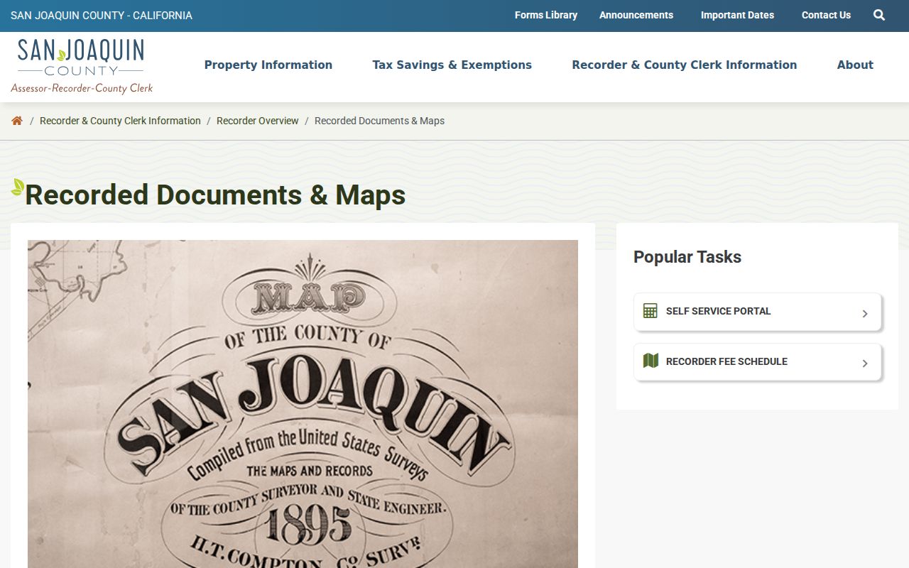 San Joaquin County public records coverage and Recorder copy information