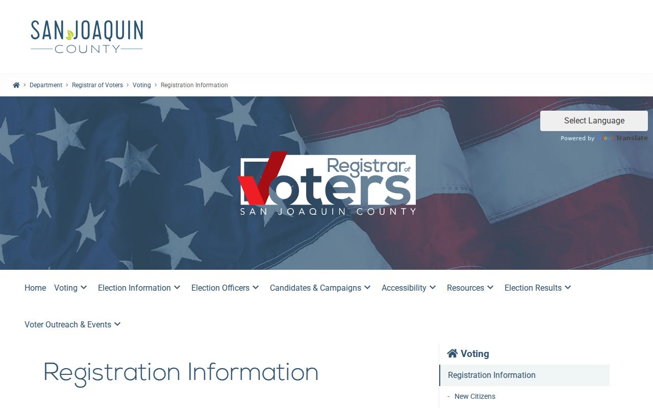 San Joaquin County voter records Registrar information page